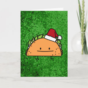 Cartes Pour Fêtes Annuelles Taco portant le Santa Hat Noël carapace de viande 