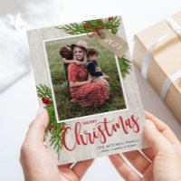 Tag cadeau Green Farmhouse Christmas Photo Card