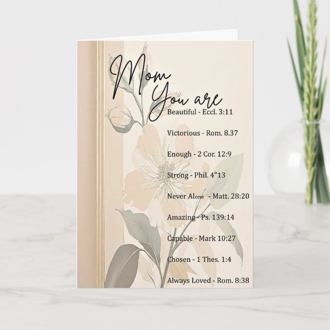 Cartes Pour Fêtes Annuelles Tan floral écriture personnalisée Fête des mères (Devant)