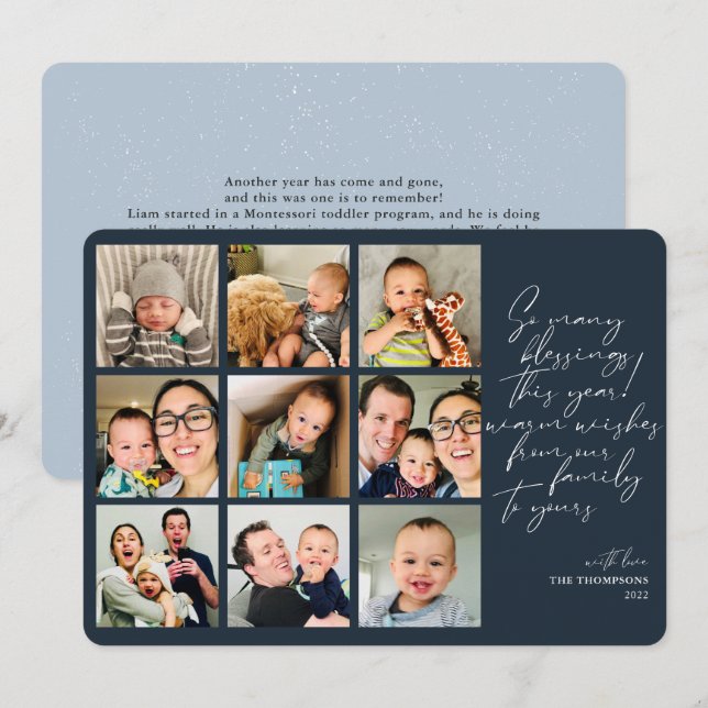 Cartes Pour Fêtes Annuelles Tant de Bénédictions Année d'examen Photo Collage  (Devant / Derrière)