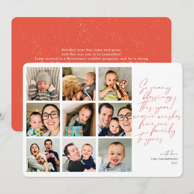 Cartes Pour Fêtes Annuelles Tant de bénédictions année en revue Photo Collage  (Devant / Derrière)