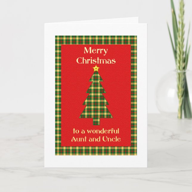 Cartes Pour Fêtes Annuelles Tante et oncle Tartan Arbre de Noël (Devant)