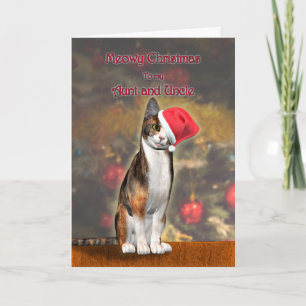 Cartes Pour Fêtes Annuelles Tante et oncle, un chat drôle dans un casquette de