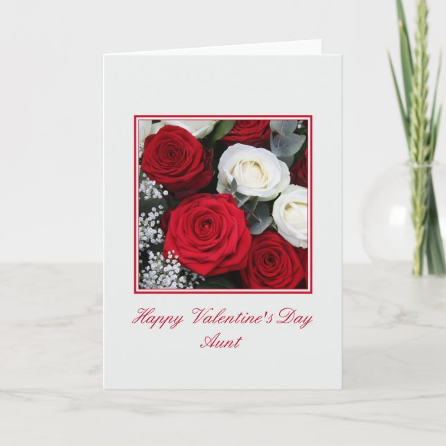 Cartes Pour Fêtes Annuelles Tante Valentine's Day rose rouge et blanc (Devant)