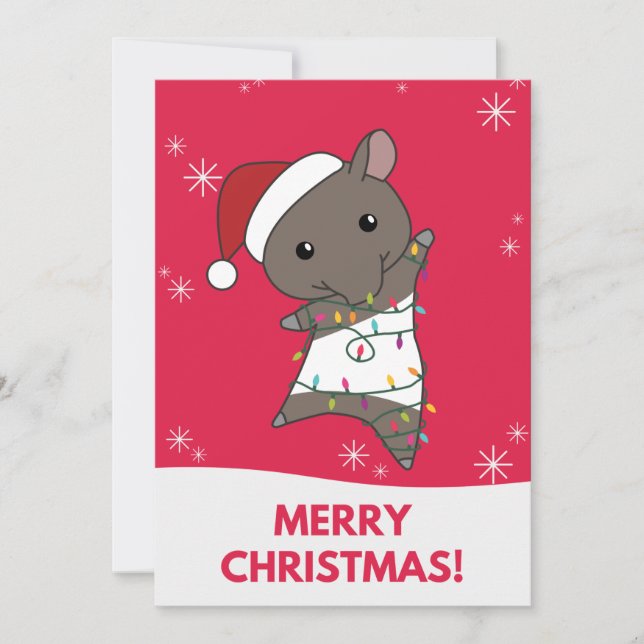 Cartes Pour Fêtes Annuelles Tapir Christmas Tapire Winter Animaux Holiday Card (Devant)