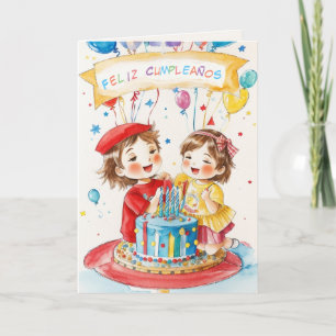 Cartes Pour Fêtes Annuelles Tarjeta de Cumpleaños Para Gemelos (Español)