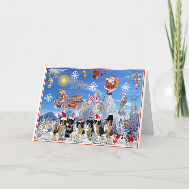 Cartes Pour Fêtes Annuelles Tarjeta de navidad Border Collie (Devant)