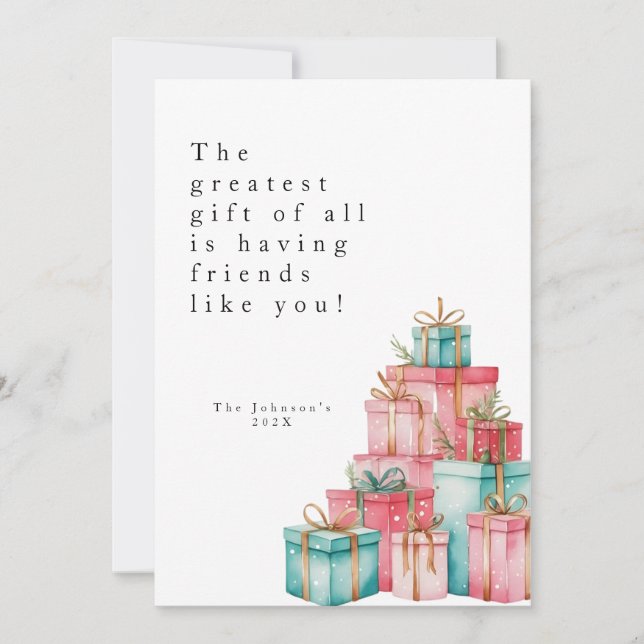 Cartes Pour Fêtes Annuelles Tarjeta Festiva Minimal Pastel Regalos con Foto  (Devant)