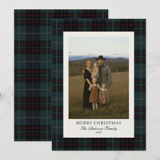 Cartes Pour Fêtes Annuelles Tartan à carreaux vert marine classique pour Noël