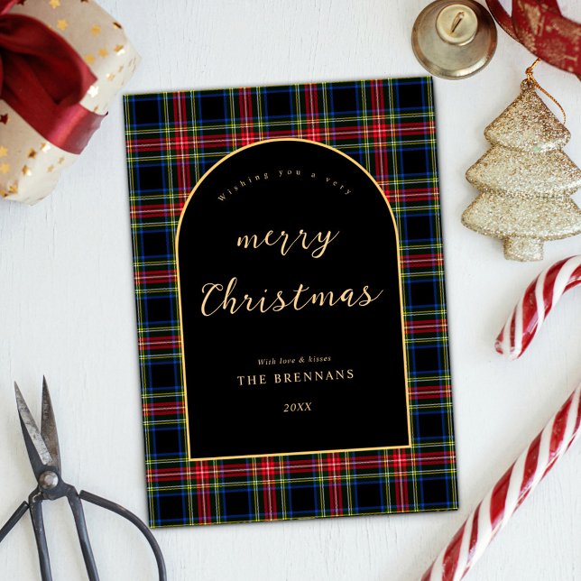 Cartes Pour Fêtes Annuelles Tartan festif moderne de Noël (Christmas Modern Elegant Festive Tartan Holiday Card)