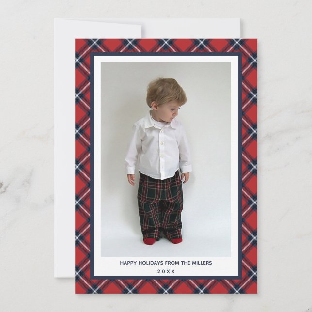 Cartes Pour Fêtes Annuelles Tartan Joyeux Joyeux Joyeux Jours de Noël (Devant)