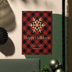 Cartes Pour Fêtes Annuelles Tartan moderne Gold Snowflake Notaire Joyeux vacan