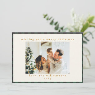 Cartes Pour Fêtes Annuelles Tartan noir vert classique Plaid 1 photo Joyeux