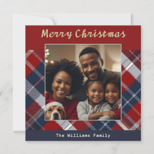 Cartes Pour Fêtes Annuelles Tartan Photo personnalisé Joyeux Noël d'hiver fest