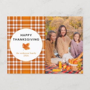 Cartes Pour Fêtes Annuelles Tartan Plaid Bon thanksgiving photo d'automne