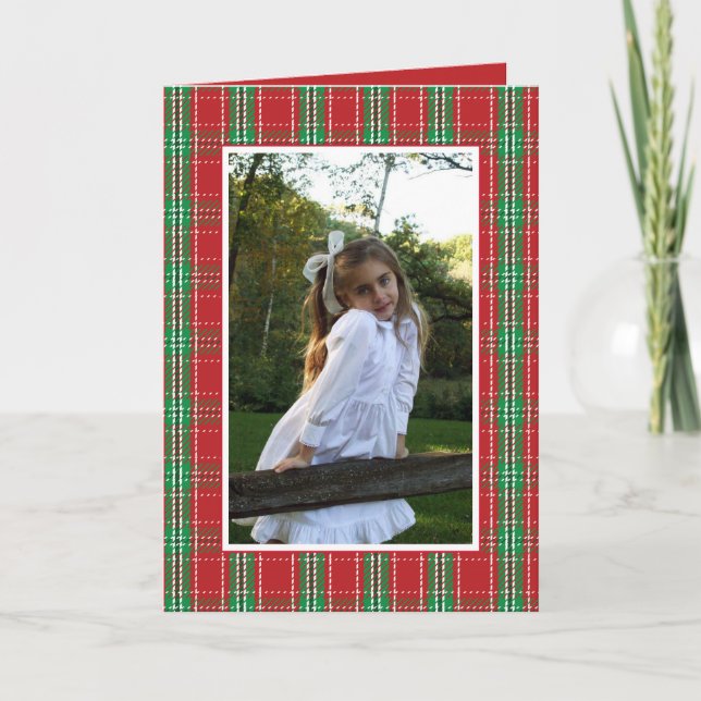 Cartes Pour Fêtes Annuelles Tartan Plaid Red Christmas Photo Card 1 Photo (Devant)