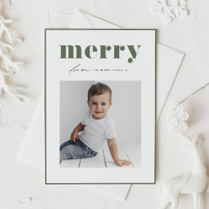 Cartes Pour Fêtes Annuelles Taupe Green Retro Merry Typographie Photo Noël