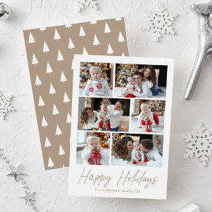 Cartes Pour Fêtes Annuelles Taupe Happy Holidays Script 6 Photo Collage
