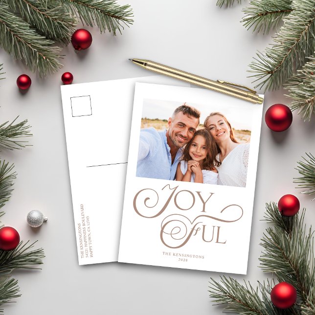 Cartes Pour Fêtes Annuelles Taupe moderne Tan Joyeux Noël Photo de vacances (Créateur téléchargé)