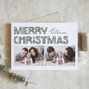 Cartes Pour Fêtes Annuelles Taupe Vert Scandinave Deux Photo Noël