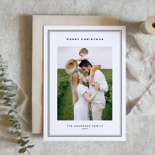 Cartes Pour Fêtes Annuelles Taupe verte à double frontière Noël