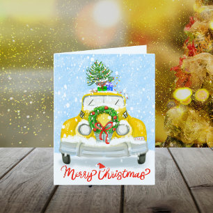 Cartes Pour Fêtes Annuelles Taxi jaune vintage des années 50 à New York pour N