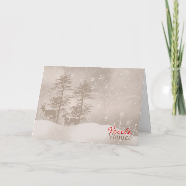 Cartes Pour Fêtes Annuelles Tchèque Joyeux Fêtes de Noël élégant (Devant)