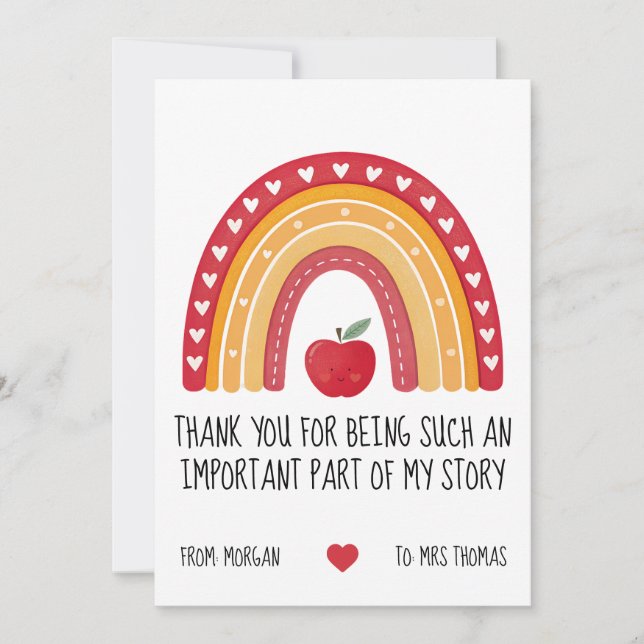 Cartes Pour Fêtes Annuelles Teacher Appreciation Card – Important Part Story (Devant)