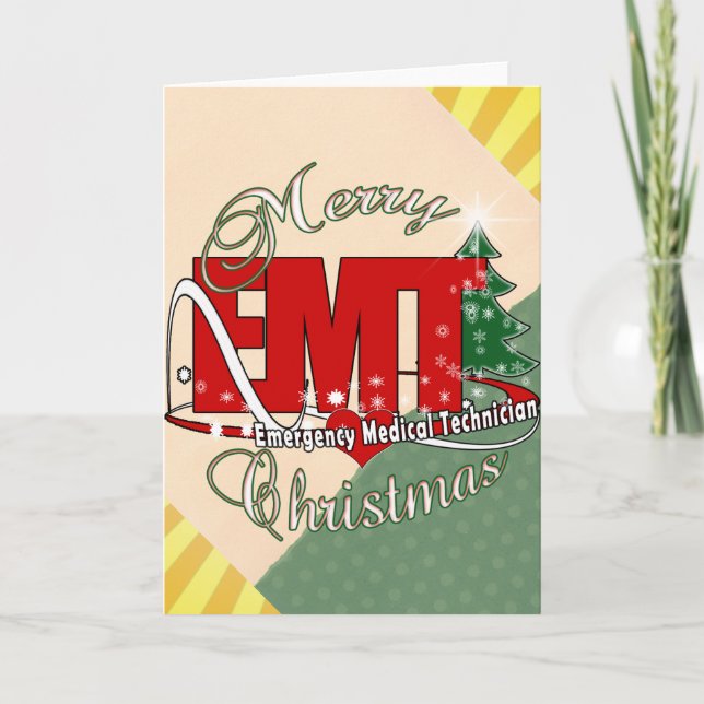 Cartes Pour Fêtes Annuelles Technicien Médicale d'urgence EMT CHRISTMAS (Devant)