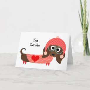 Cartes Pour Fêtes Annuelles Teckel de Valentine (personnalisable)