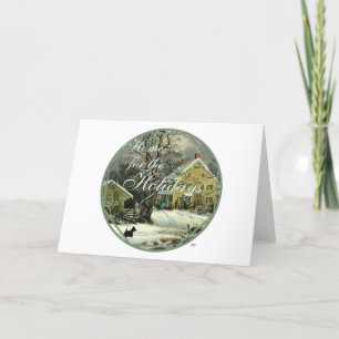 Cartes Pour Fêtes Annuelles Teckel Écossais Hiver à l'Ancienne