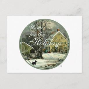 Cartes Pour Fêtes Annuelles Teckel Écossais Hiver à l'Ancienne