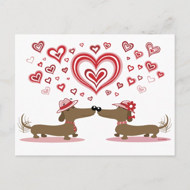 Cartes Pour Fêtes Annuelles Teckels de Valentine (Devant)