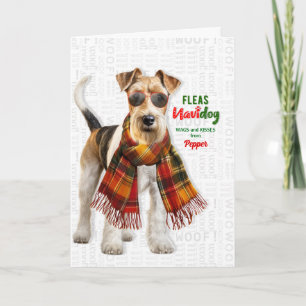 Cartes Pour Fêtes Annuelles Teckels Fox Terriers Drôles Puces Navidog avec Nom