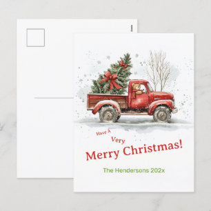 Cartes Pour Fêtes Annuelles Teddy Bear Vieux Camion Rouge Vintage Noël