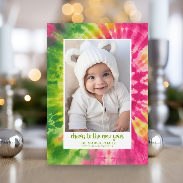 Cartes Pour Fêtes Annuelles Teinture à tarte écotique - Salutations au Nouvel  (Tie Dye New Years Card)