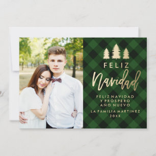 Cartes Pour Fêtes Annuelles Tela Escocesa Verde Feliz Navidad