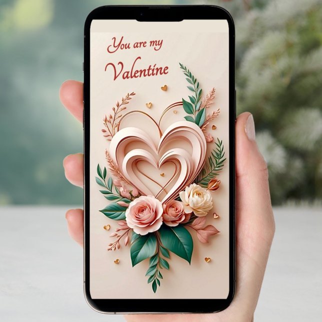 Cartes Pour Fêtes Annuelles Téléchargeable coeurs élégants, fleurs Valentine (Créateur téléchargé)