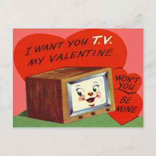Cartes Pour Fêtes Annuelles Télévision vintage Coeur Valentine