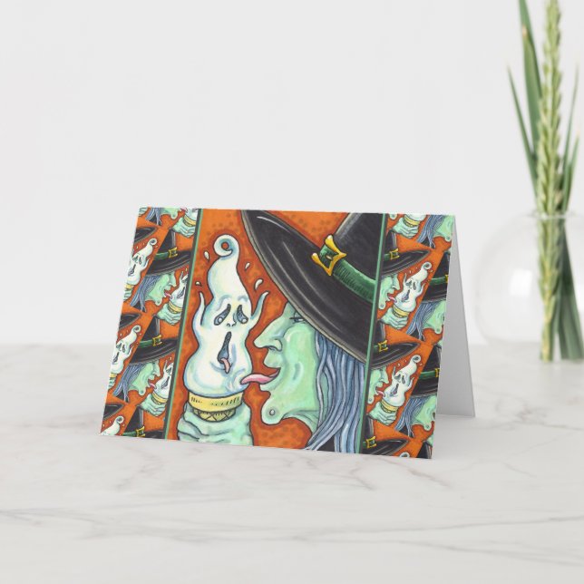 CARTES POUR FÊTES ANNUELLES TÉMOIGNAGE MANGEANT DE LA GLACE CRÈME CONE, HALLOW (Devant)