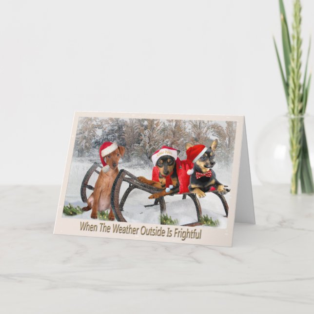 Cartes Pour Fêtes Annuelles Temps terrible de Pinscher miniature (Devant)