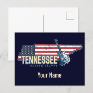 Cartes Pour Fêtes Annuelles Tennessee États-Unis Retro State Vintage USA