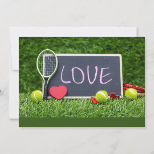 Cartes Pour Fêtes Annuelles Tennis avec LOVE sur gazon vert