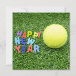 Cartes Pour Fêtes Annuelles Tennis bonne année & balle de tennis pour joueur