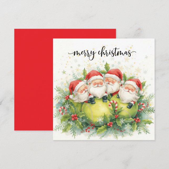 Cartes Pour Fêtes Annuelles Tennis Christmas with tennis themed  (Devant / Derrière)