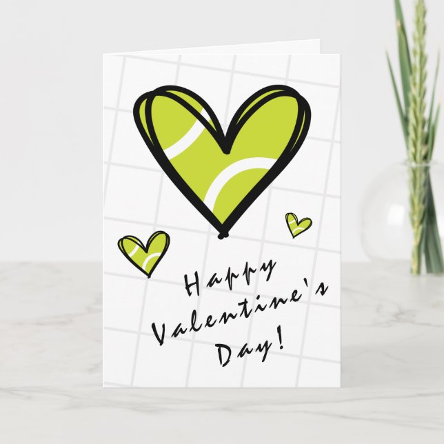 Cartes Pour Fêtes Annuelles Tennis Hearts & Net Valentine's Day Coach Enfants  (Devant)