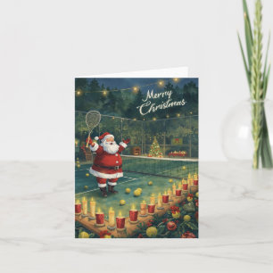 Cartes Pour Fêtes Annuelles Tennis  Joyeux Noël  Père Noël sur le court