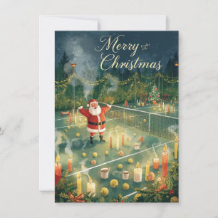 Cartes Pour Fêtes Annuelles Tennis  Joyeux Noël  Père Noël sur le court