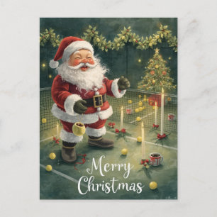 Cartes Pour Fêtes Annuelles Tennis  Joyeux Noël  Père Noël sur le court