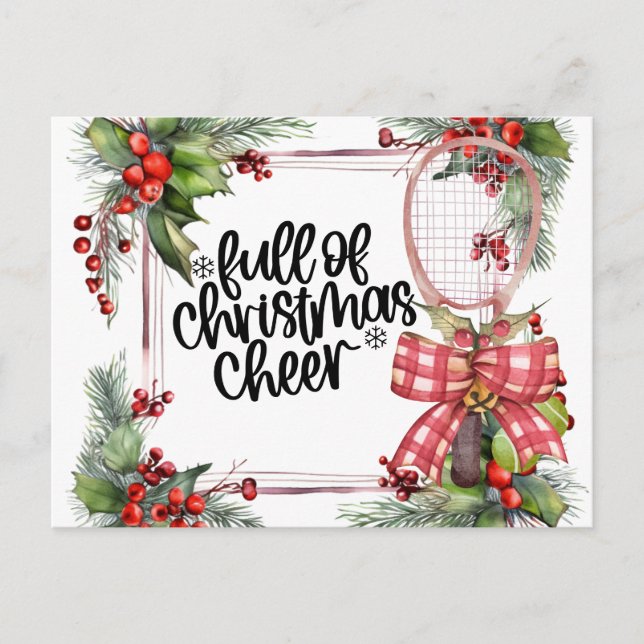 Cartes Pour Fêtes Annuelles Tennis Noël avec aquarelle raquette (Devant)